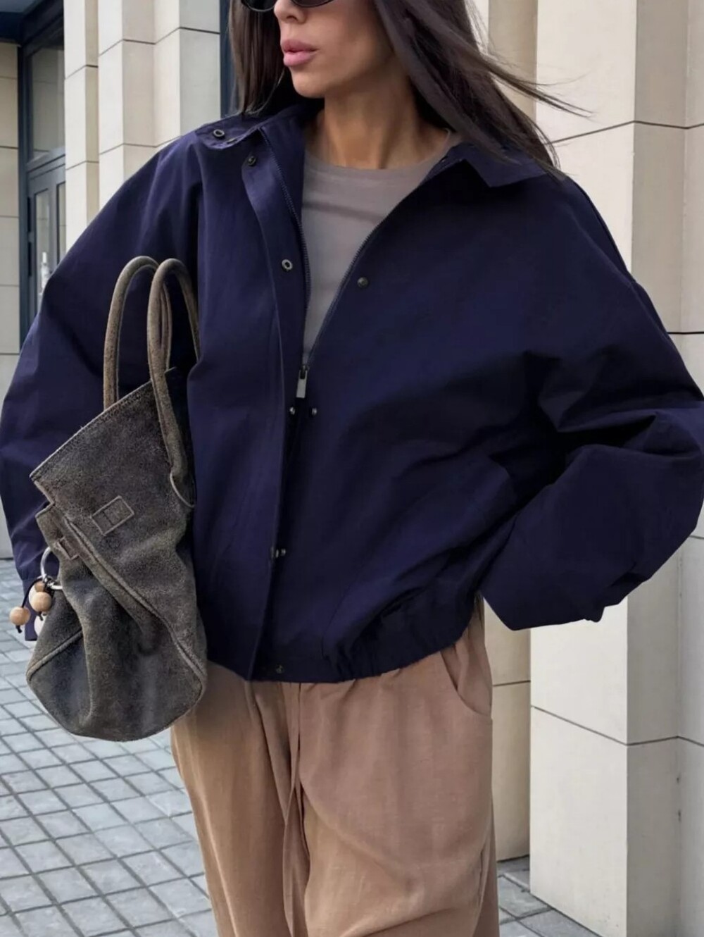 Classic Navy Women's Zip-Up Jacket